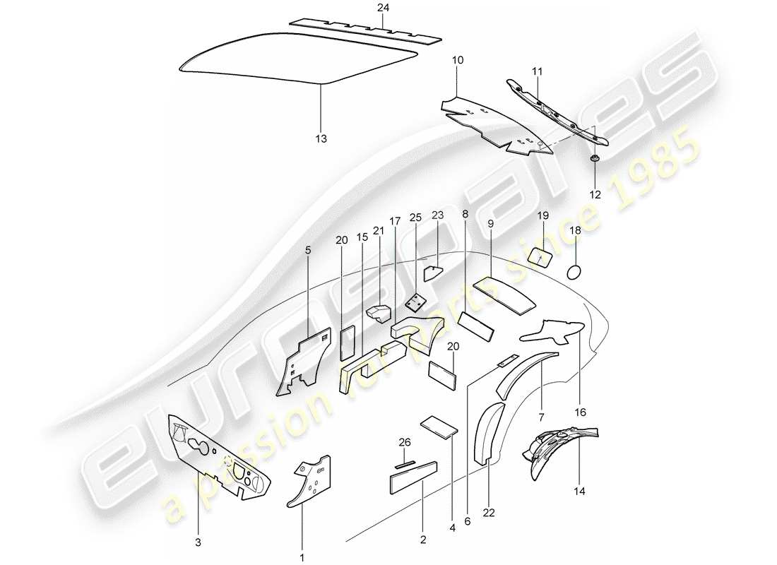 porsche 2012 (997-2) copertura corporea diagramma delle parti