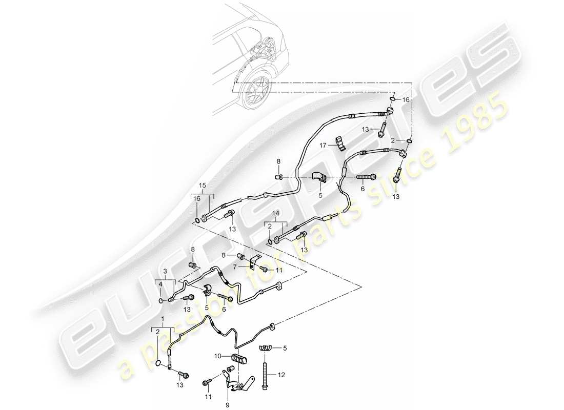 porsche 2003 (cayenne e1 9pa) circuito frigorifero diagramma delle parti