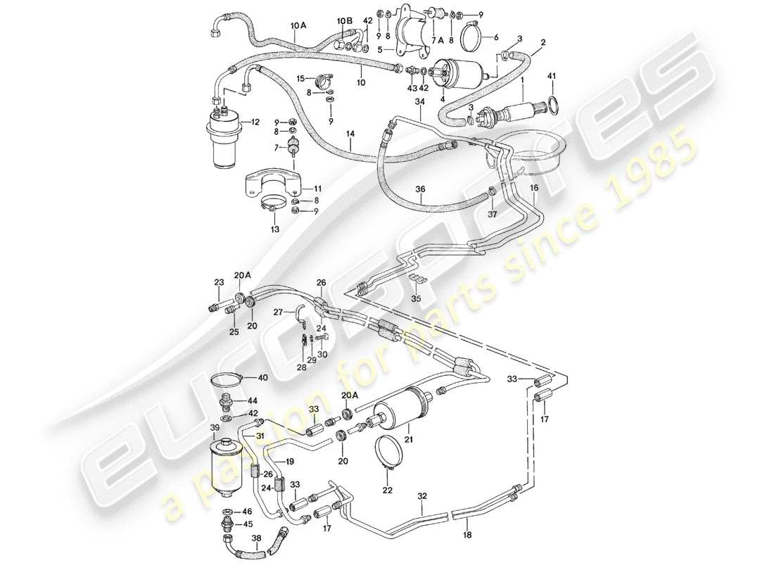 porsche 1979 (924) sistema di alimentazione - f 92-49103 158>> - f 92-49400 051>> diagramma delle parti