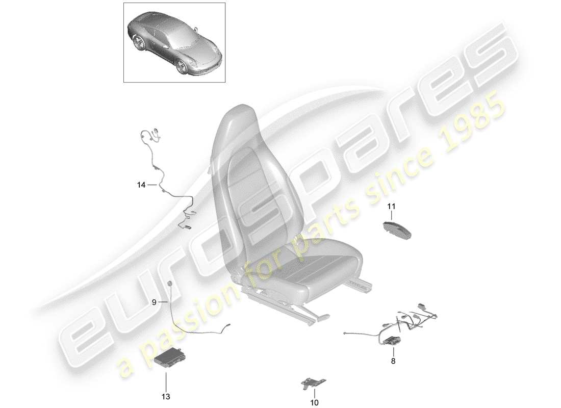 porsche 2012 (991-1) imbracatura diagramma delle parti