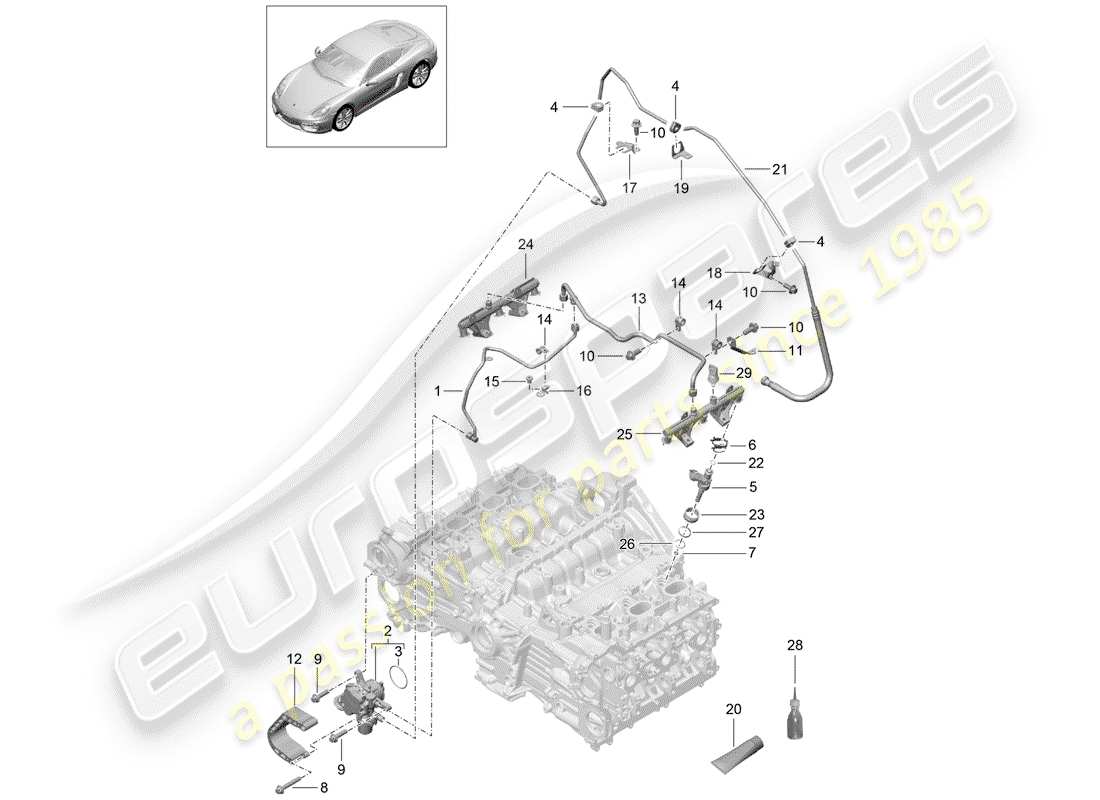 porsche 2014 (981 cayman) tubo di raccolta carburante diagramma delle parti
