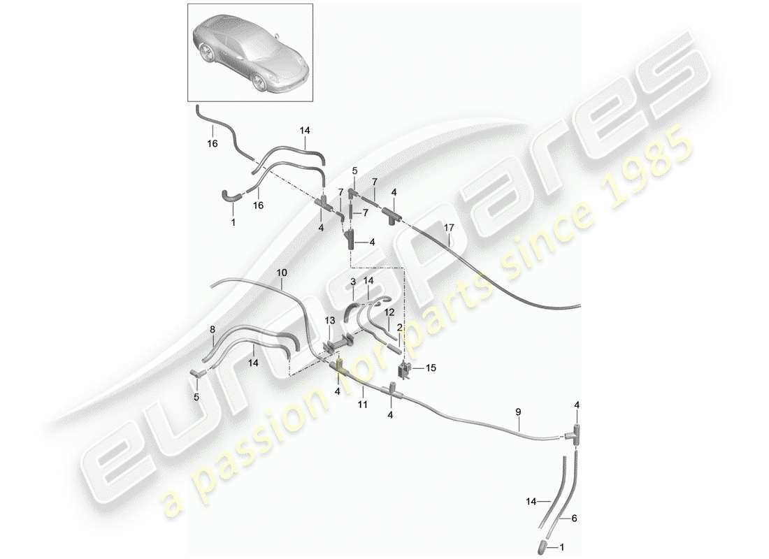 porsche 2015 (991-1) schema delle parti del sistema di vuoto