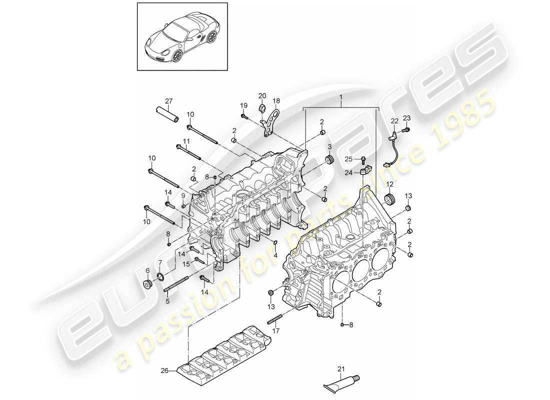 porsche 2009 (987 cayman) basamento diagramma delle parti