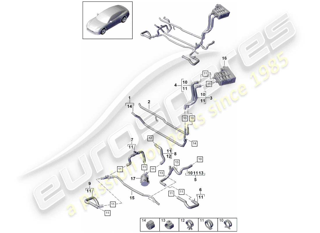 porsche 2017 (panamera 971-1) diagramma delle parti del riscaldatore