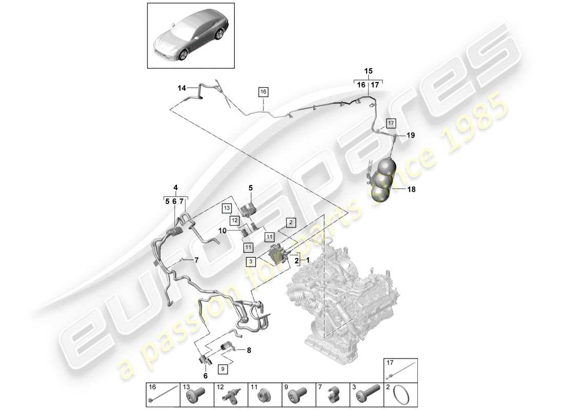 porsche 2017 (panamera 971-1) sistema di vuoto diagramma delle parti