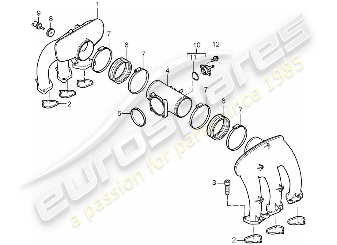 porsche 2009 997-2 turbo / gt2 distributore aria aspirata schema delle parti