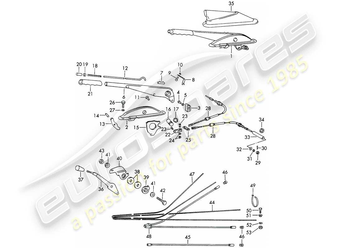 porsche 1966 (911/912) freno a mano - riscaldatore - attuatore - d >> - mj 1967 schema delle parti
