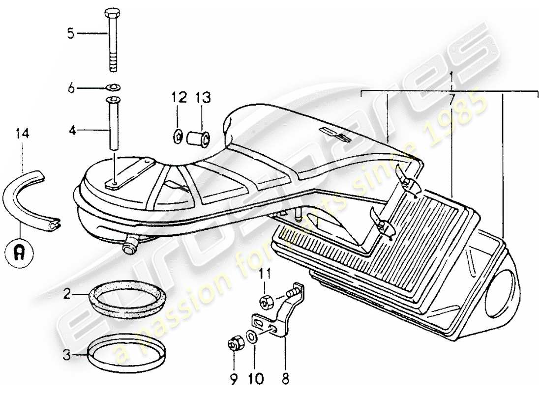 porsche 1990 (964) diagramma delle parti del filtro dell'aria