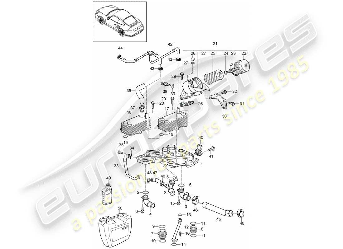 porsche 2013 (997-2 turbo / gt2 rs) schema delle parti filtro olio