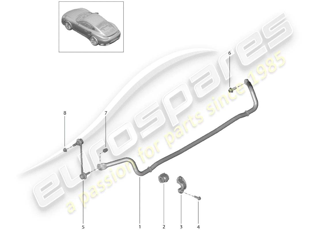 porsche 2014 (991-1 turbo) stabilizzatore diagramma delle parti