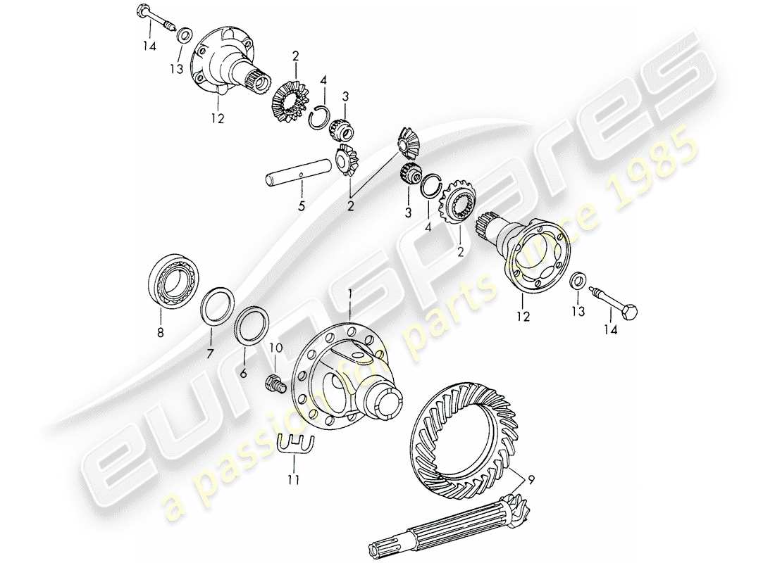 porsche 1966 (911/912) differenziale - sportomatic - d >> - mj 1968 schema delle parti