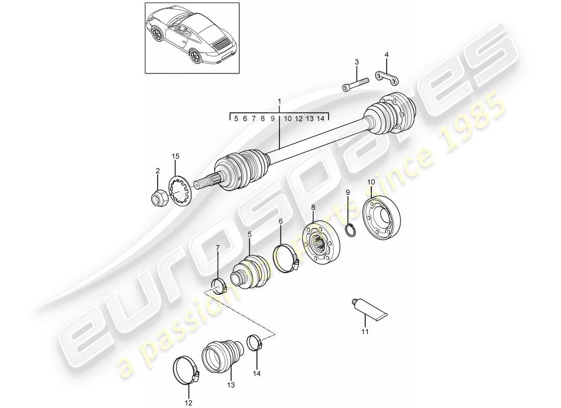 porsche 2010 (997-2) albero di trasmissione diagramma delle parti