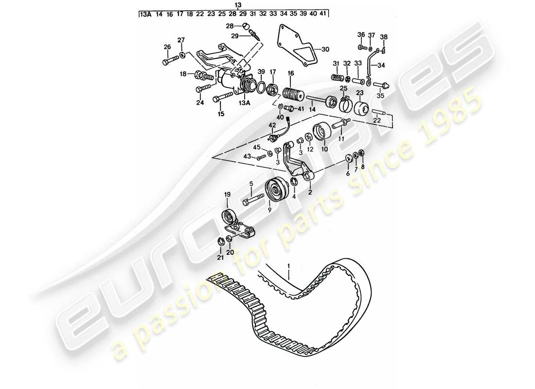 porsche 1994 (928) meccanismo di azionamento - albero a camme diagramma delle parti