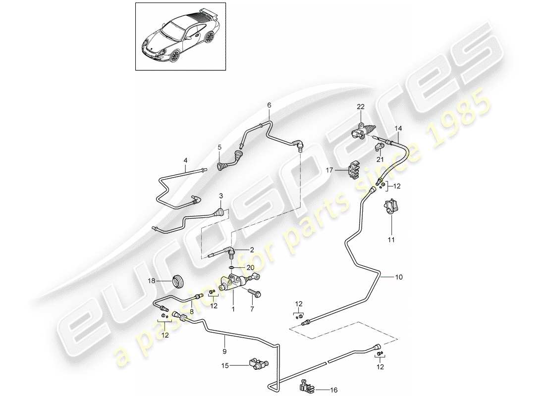 porsche 2007 (997-1 gt3) frizione idraulica diagramma delle parti