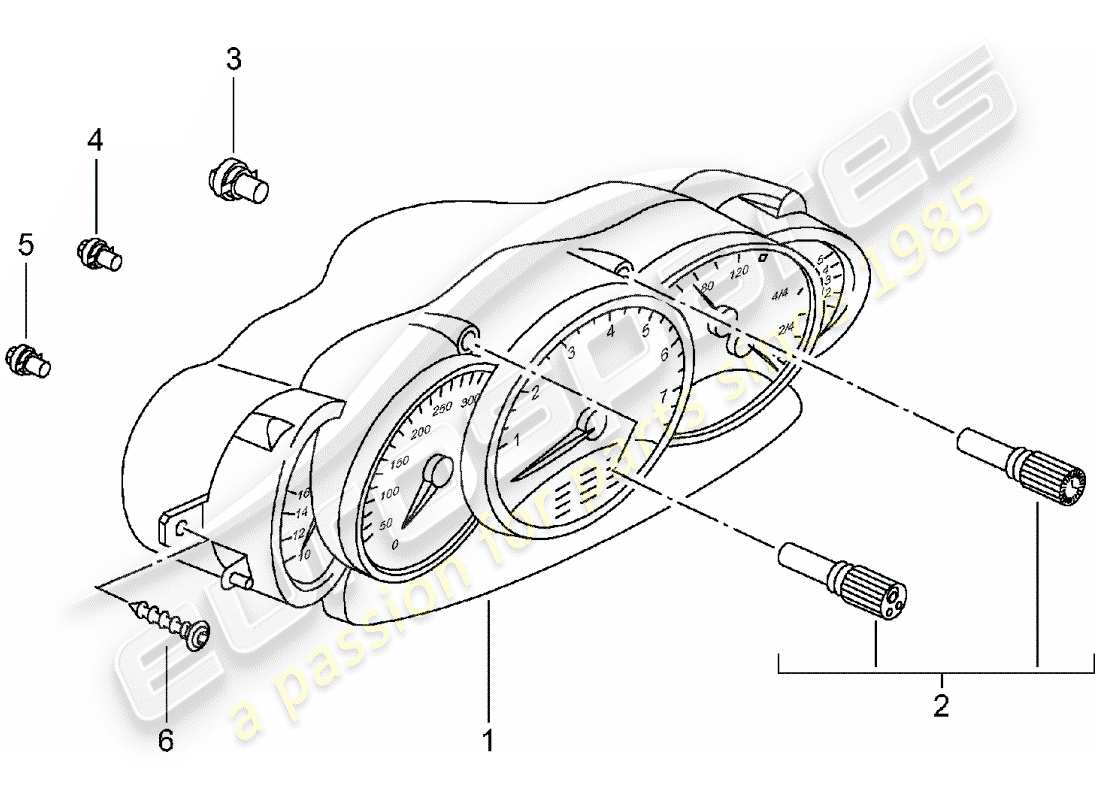 porsche 2000 (996) quadro strumenti - completo - d - mj 2001>> schema delle parti