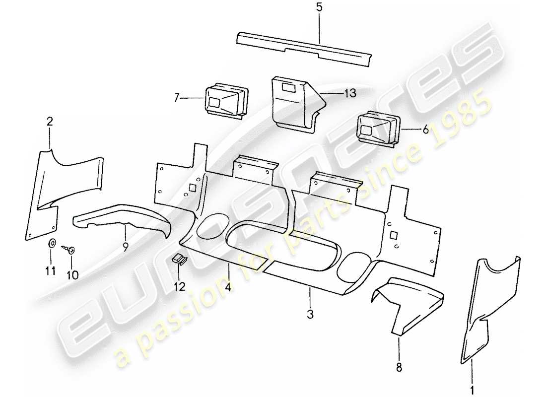porsche 1988 (959) deflettore di calore - paraurti diagramma delle parti