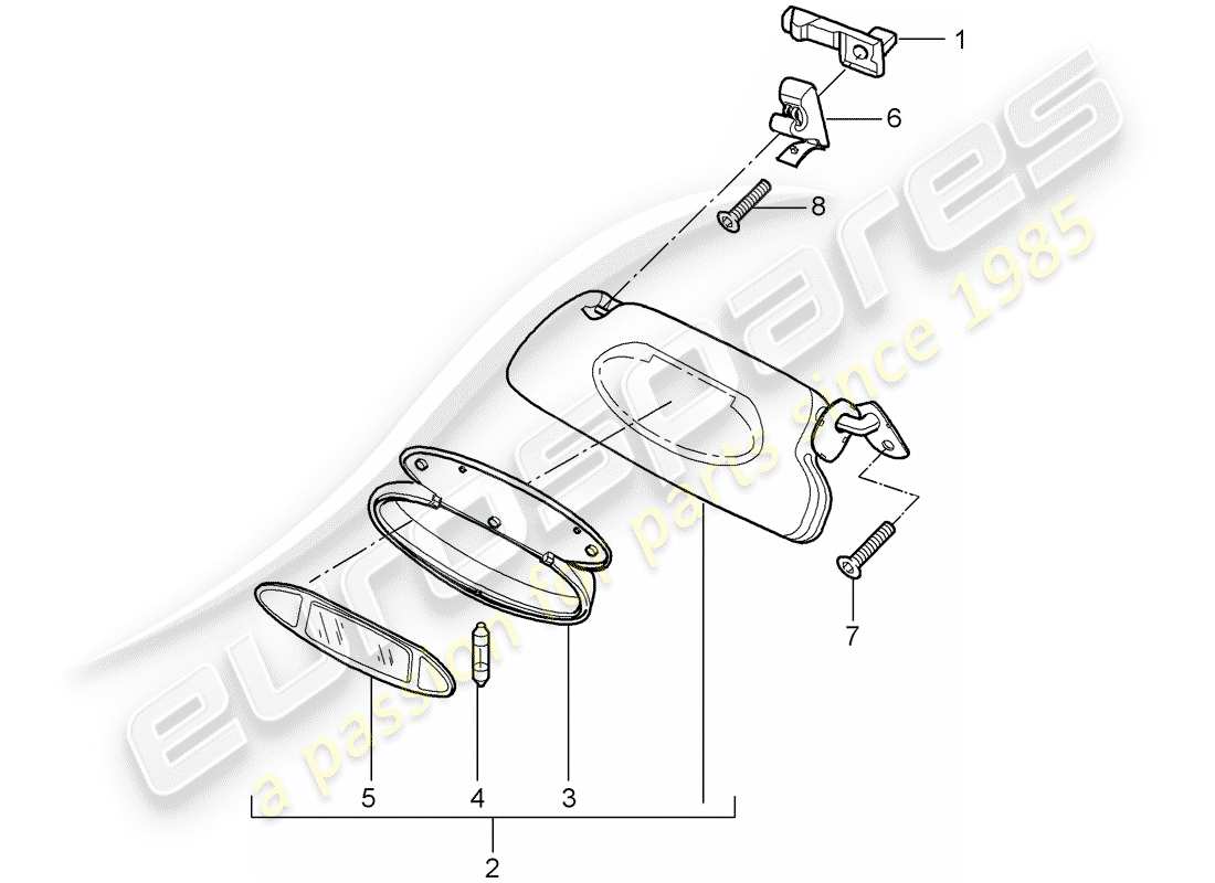 porsche 2011 (997-2 gt3) visiere da sole diagramma delle parti