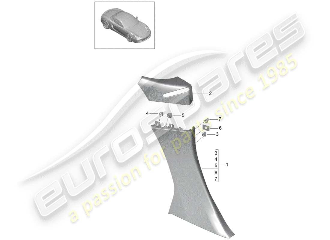 porsche 2015 (981 boxster) pannello di rivestimento laterale diagramma delle parti