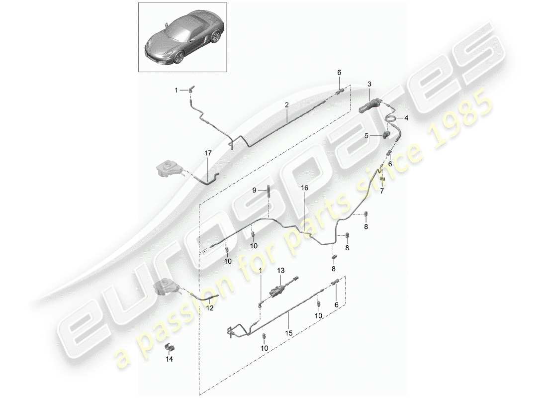 porsche 2015 (981 boxster) azionamento della frizione diagramma delle parti