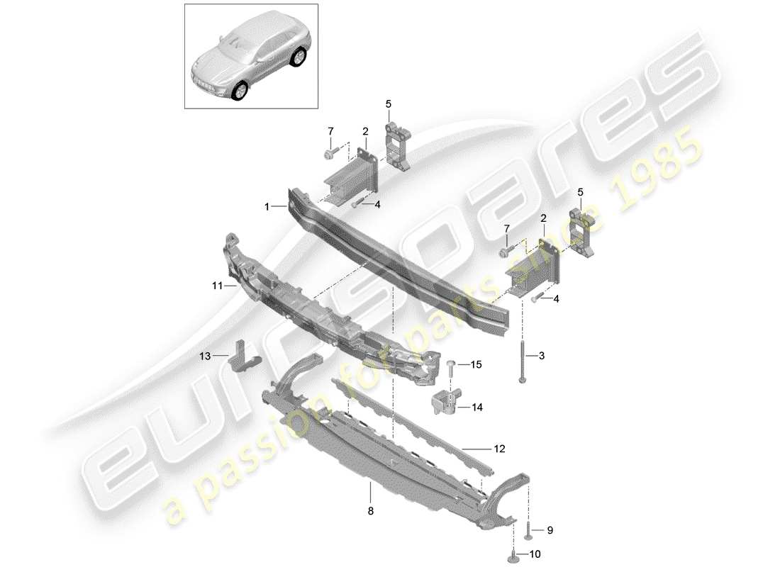 porsche 2016 (macan) staffa paraurti schema delle parti