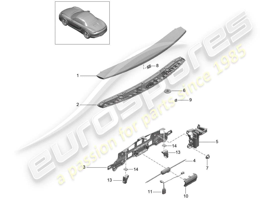 porsche 2015 (981 boxster) schema delle parti spoiler posteriore