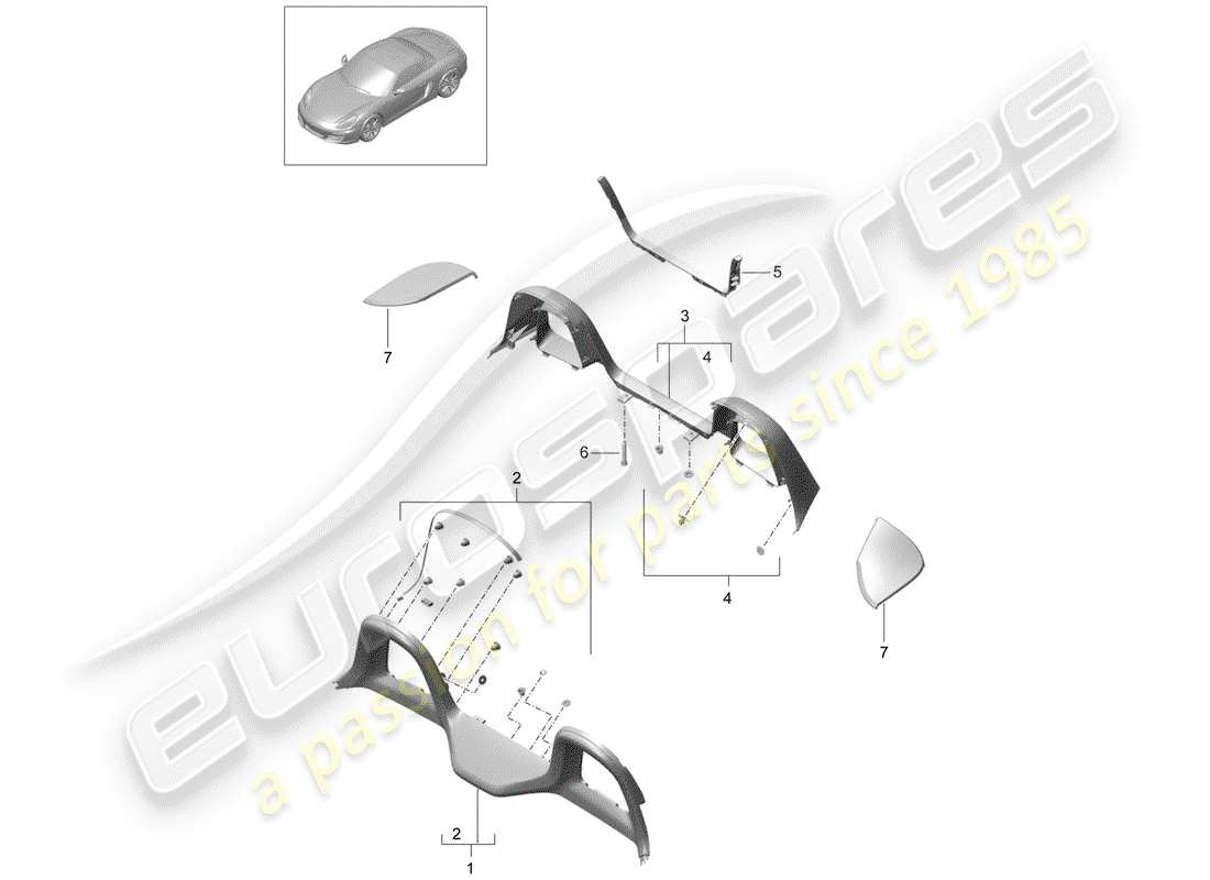 porsche 2015 (981 boxster) diagramma delle parti trims