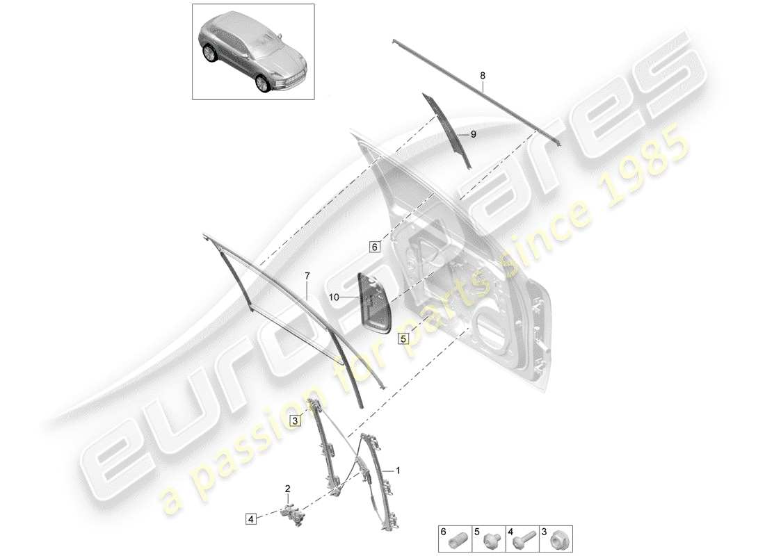 porsche 2019 (macan) regolatore della finestra diagramma delle parti
