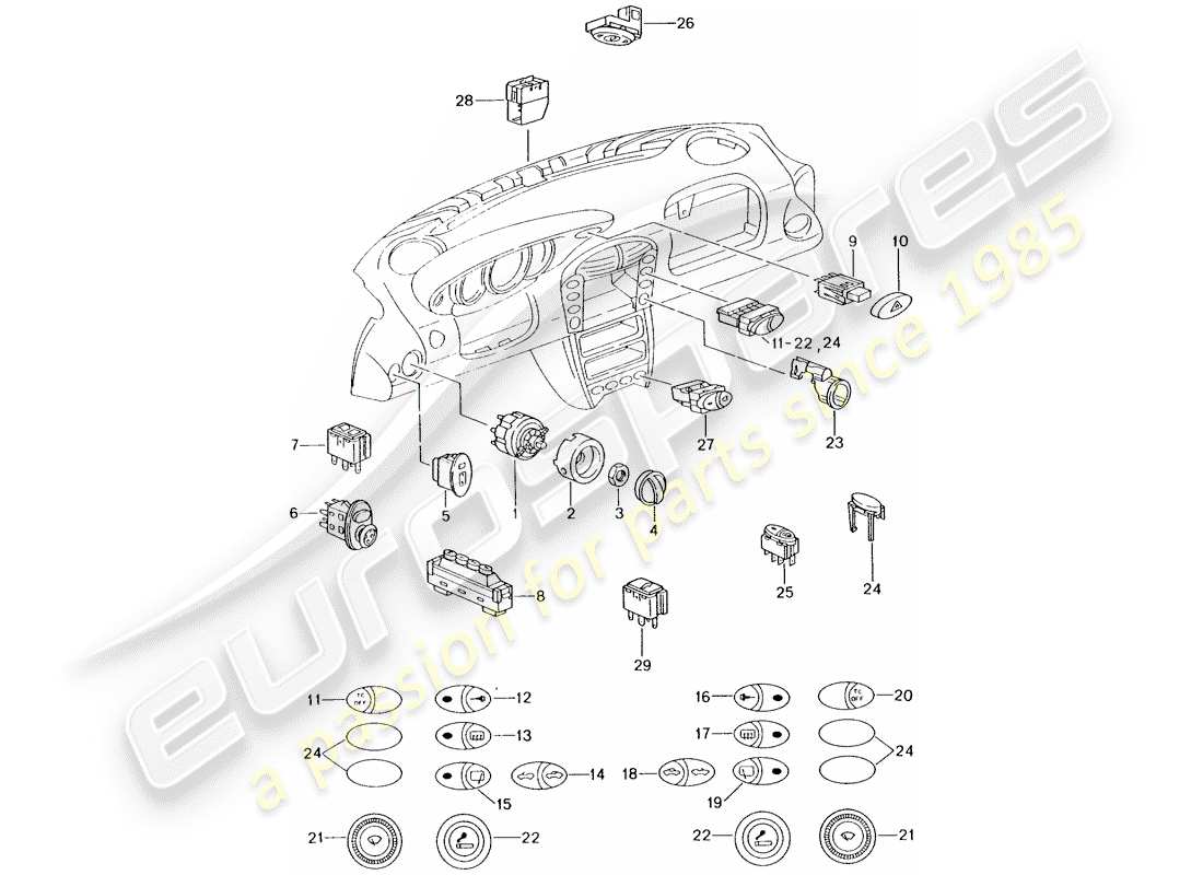 porsche 2005 (996) interruttore diagramma delle parti