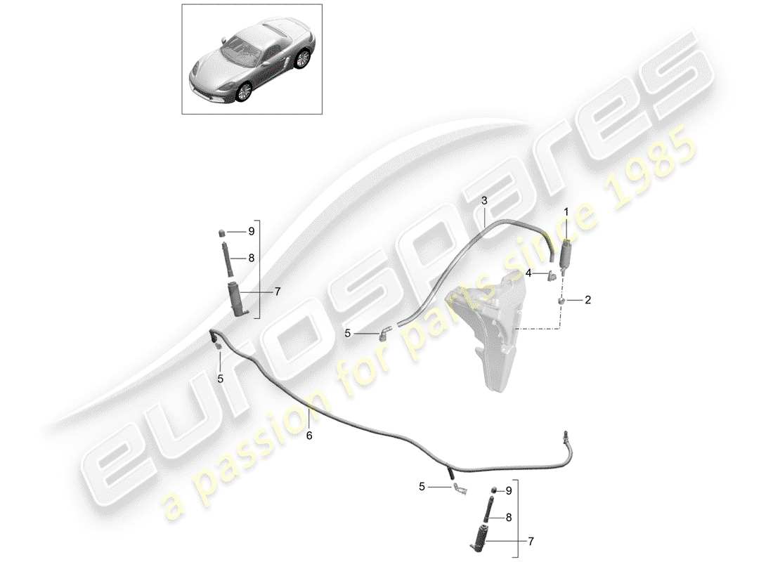 porsche 2018 (718 boxster) impianto rondella diagramma delle parti