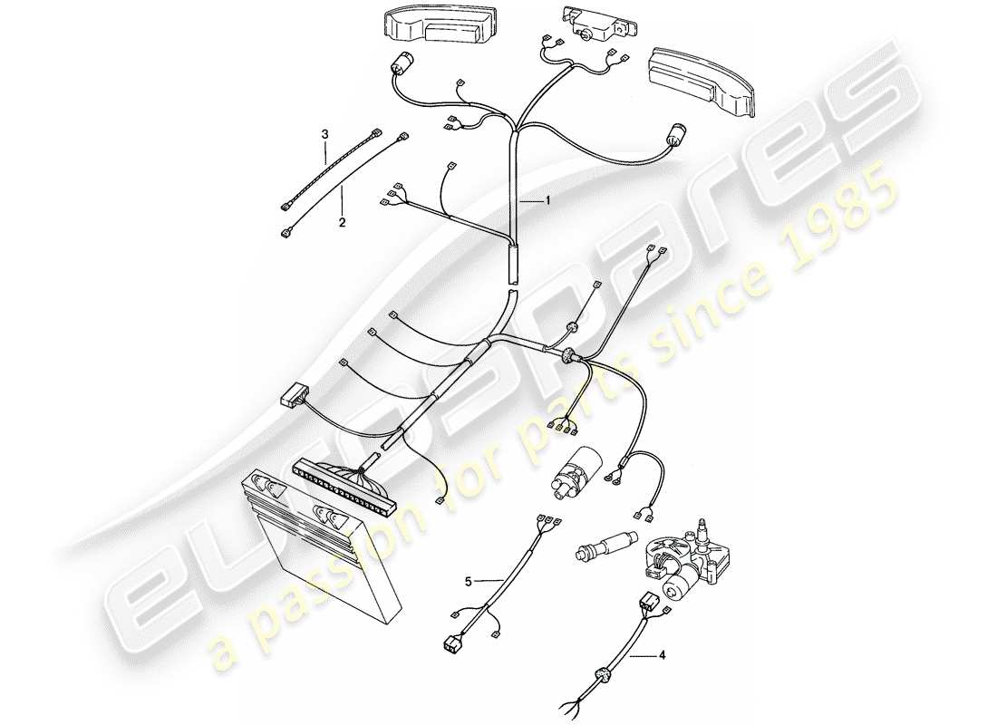 porsche 1983 (944) cablaggi - estremità posteriore diagramma delle parti