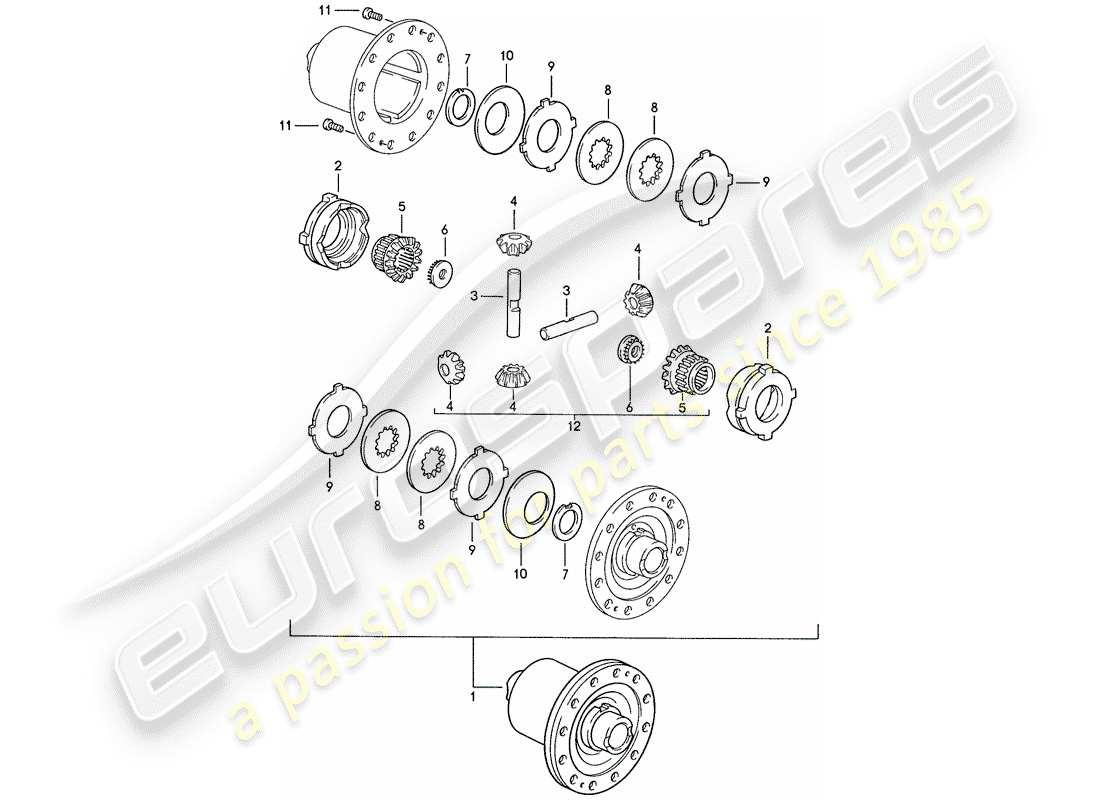 porsche 1990 (928) cambio automatico - differenziale a slittamento limitato - d >> - mj 1989 schema delle parti
