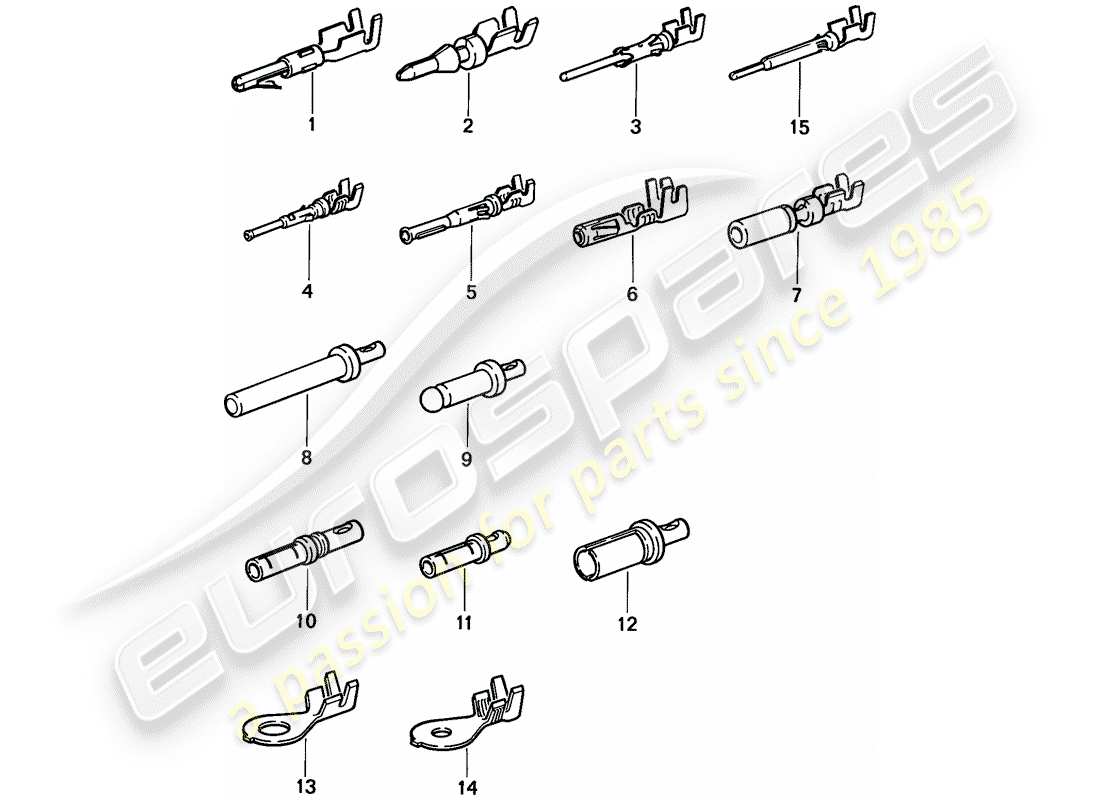 porsche 1987 (924s) terminale pin (maschio) - pin di contatto - capaccavo schema delle parti
