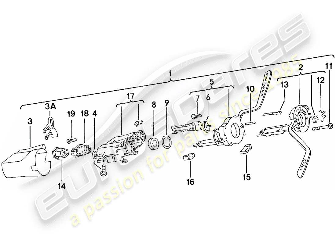 porsche 1977 (924) interruttore piantone sterzo diagramma delle parti