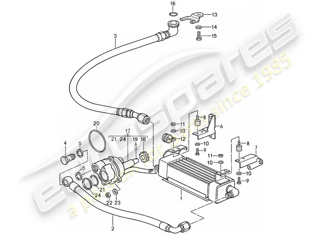 porsche 1987 (959) radiatore olio ingranaggi - pompa olio diagramma delle parti
