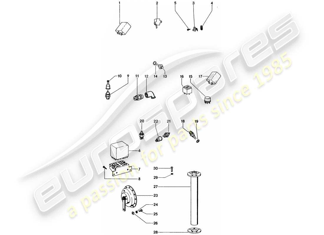 porsche 1976 (914) interruttore - rele' - avvisatore acustico diagramma delle parti