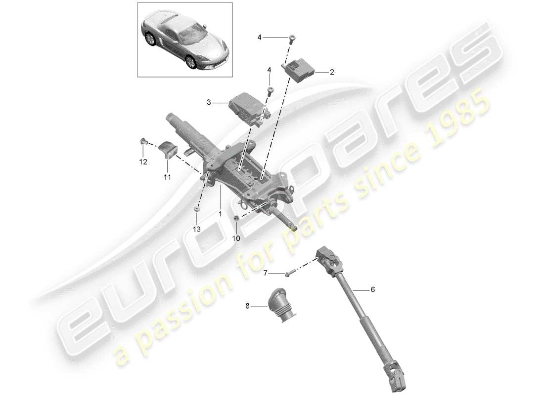porsche 2017 (718 boxster) piantone dello sterzo diagramma delle parti