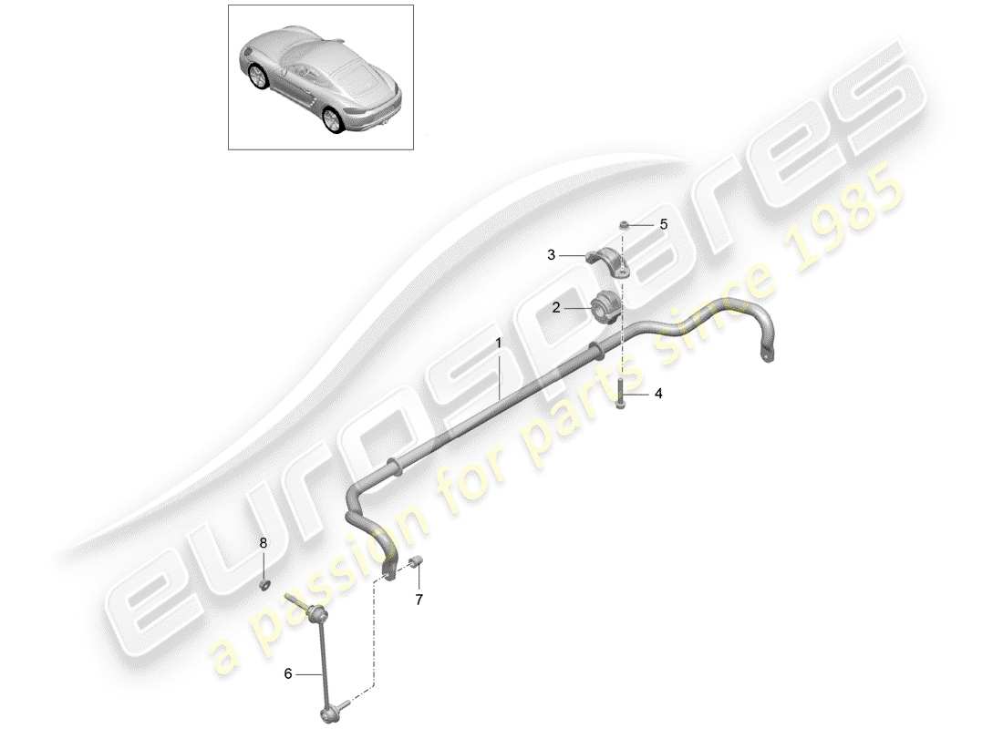 porsche 2017 (718 cayman) diagramma delle parti stabilizzatore
