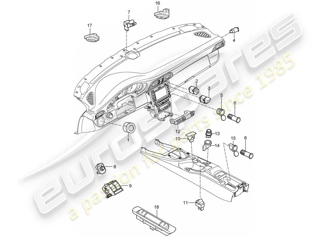 porsche 2011 (997-2 gt3) interruttore diagramma delle parti