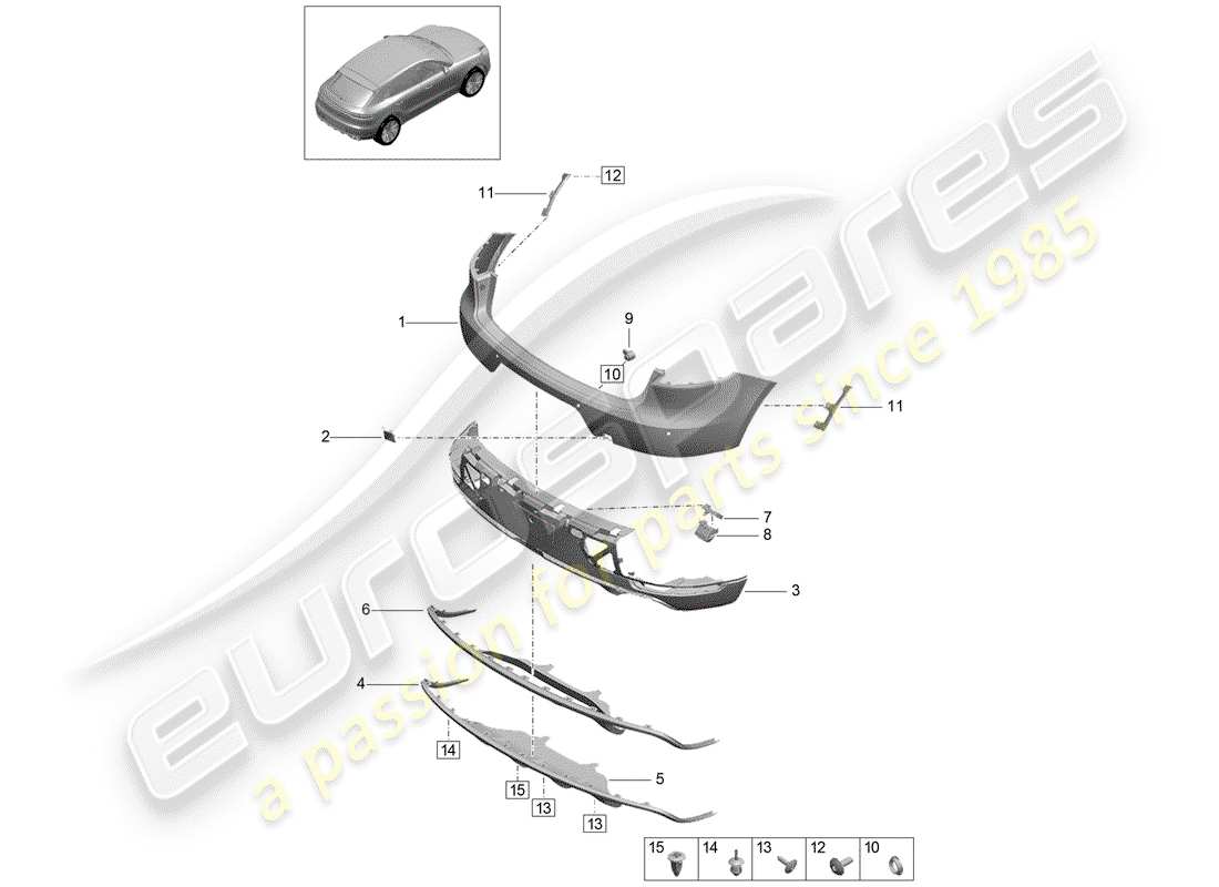 porsche 2019 (macan) paraurti diagramma delle parti
