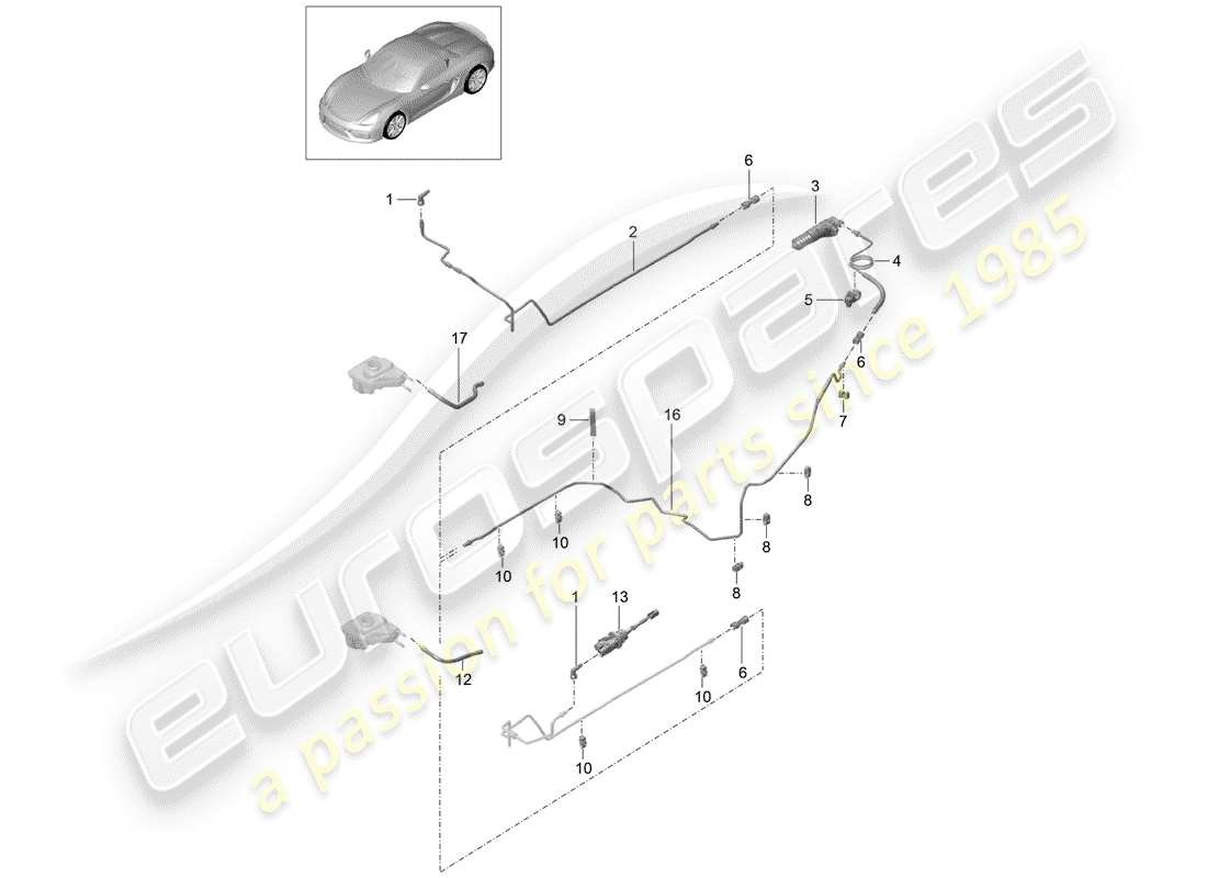 porsche 2016 (981 boxster spyder) frizione idraulica diagramma delle parti