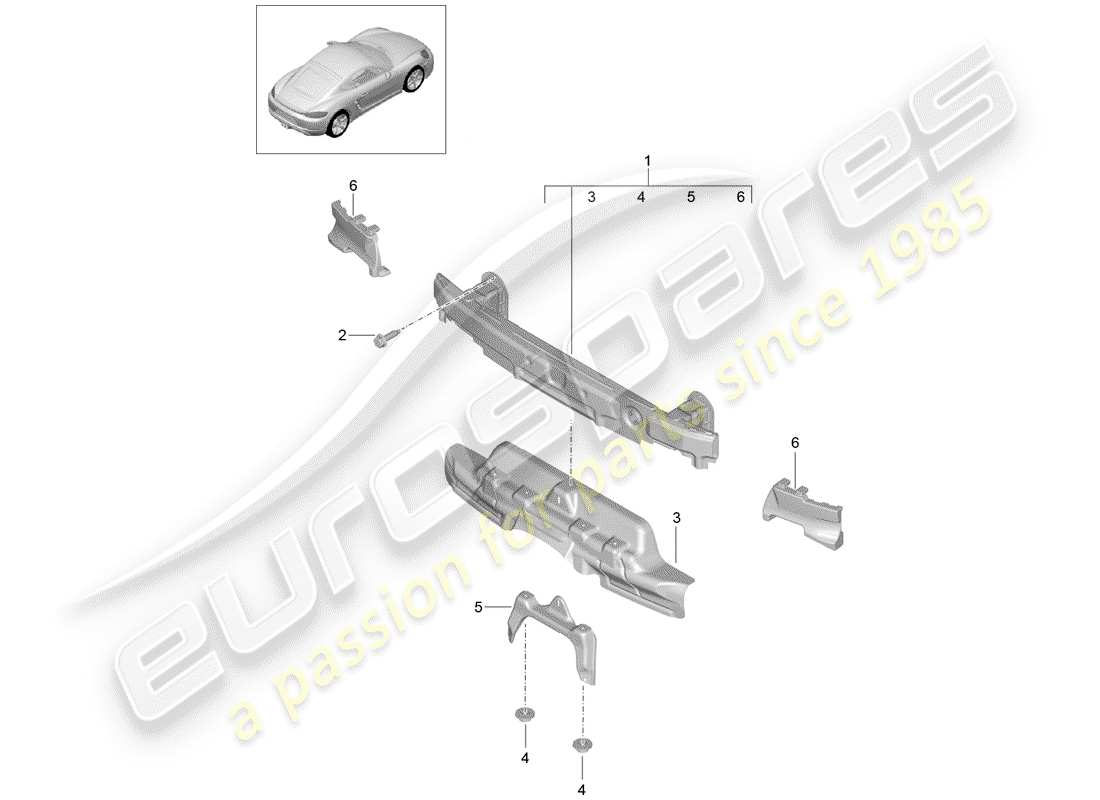 porsche 2017 (718 cayman) staffa paraurti schema delle parti