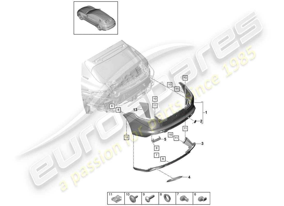 porsche 2020 (panamera 971-1) paraurti diagramma delle parti