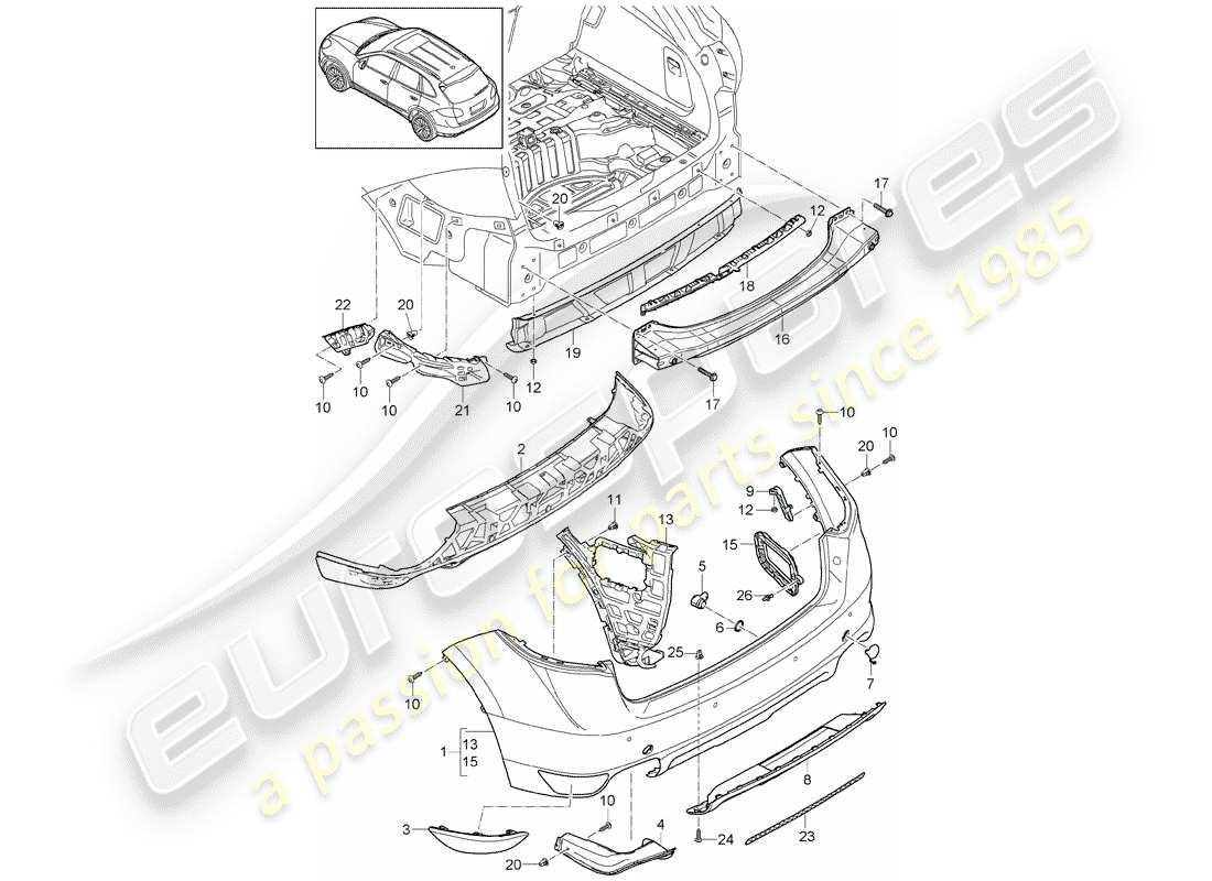 porsche 2014 (cayenne e2 92a) diagramma delle parti della fodera