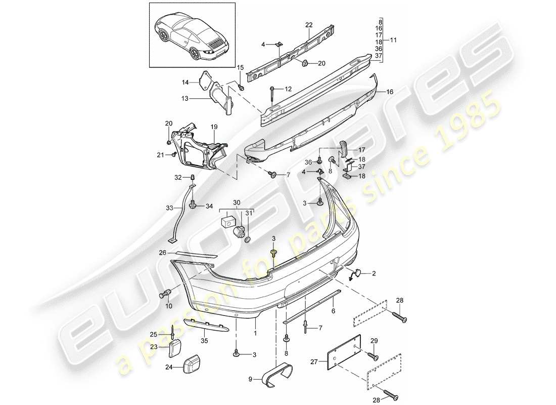porsche 2012 (997-2) paraurti diagramma delle parti