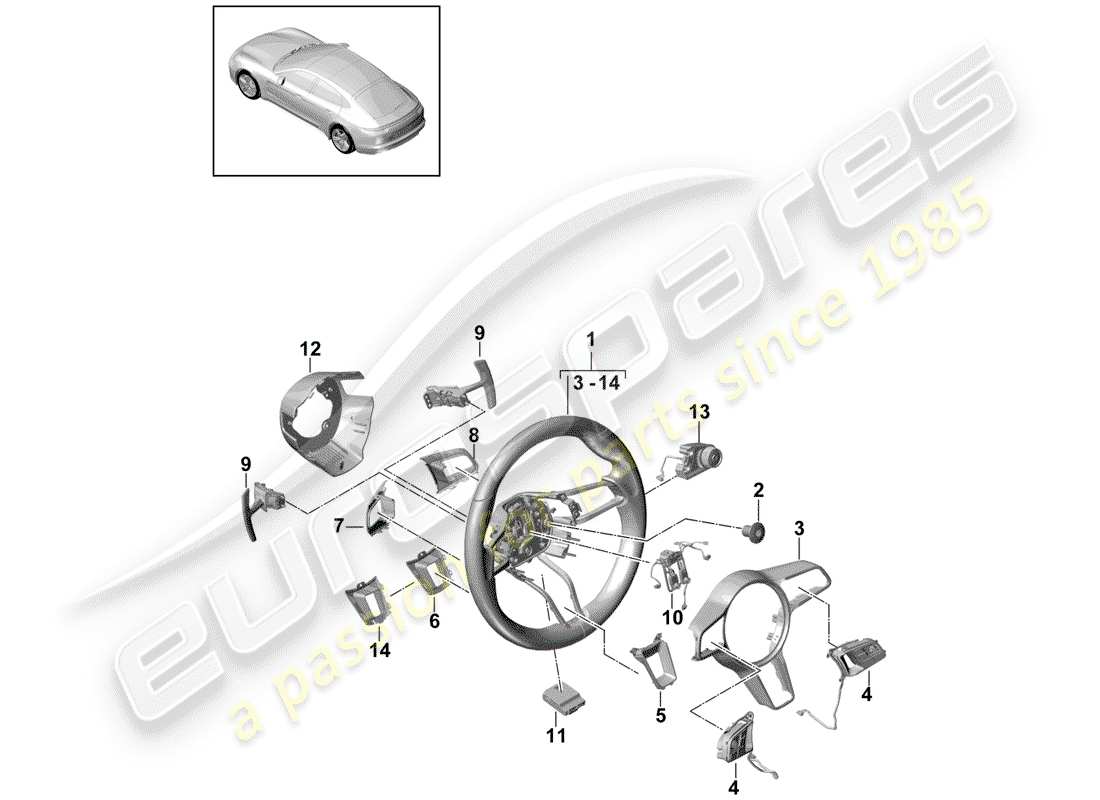 porsche 2017 (panamera 971-1) volante diagramma delle parti