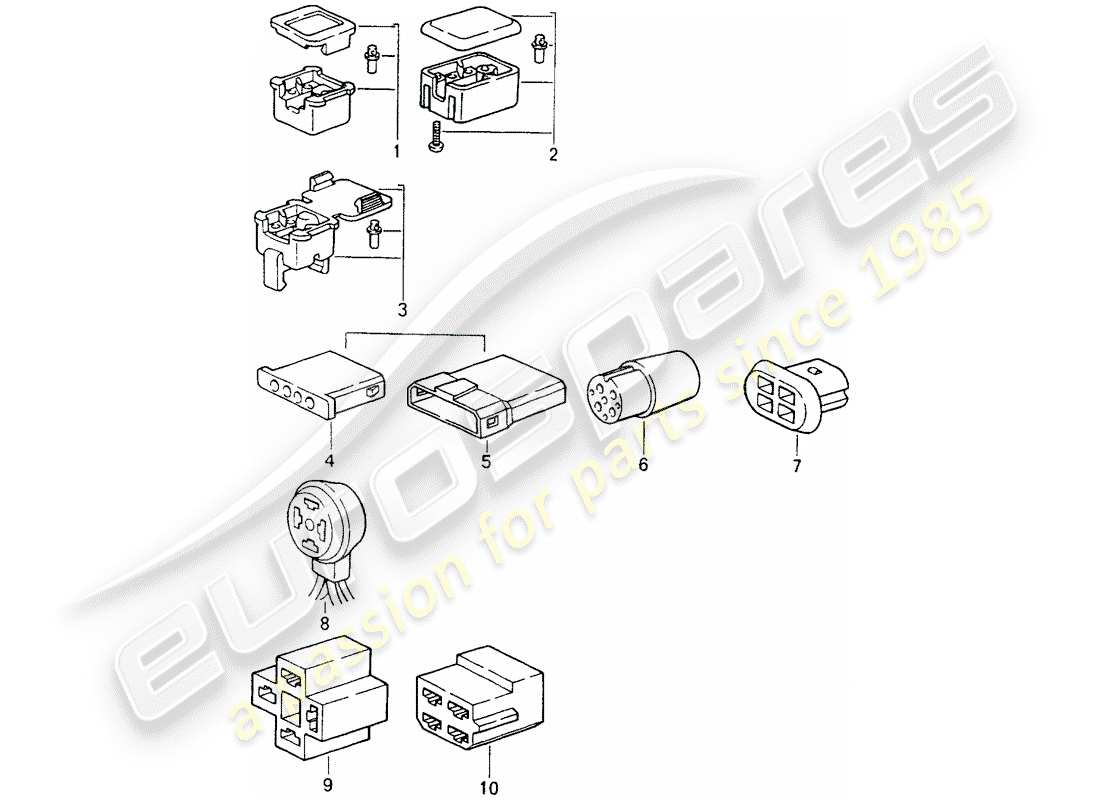 porsche 1994 (964) alloggiamento del connettore - 4-pole diagramma delle parti
