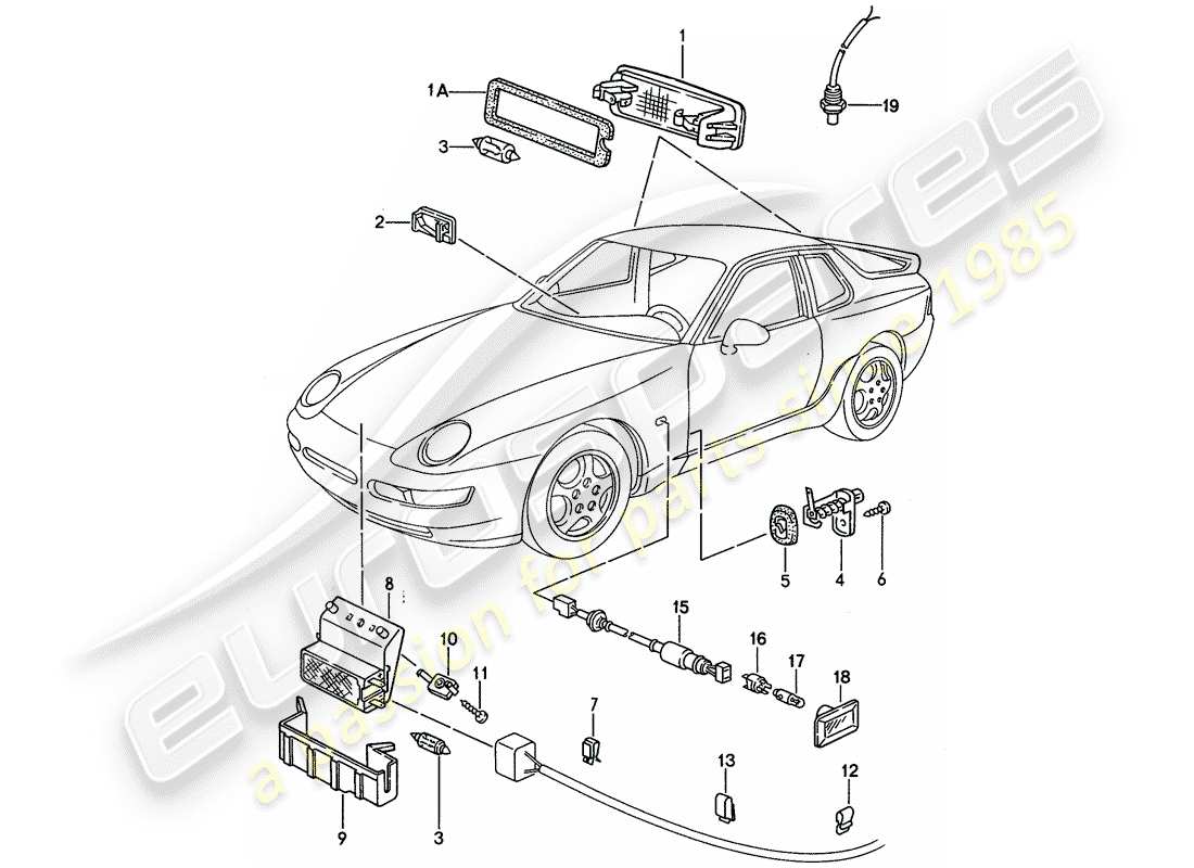 porsche 1992 (968) luce interna - ripetitore indicatori di direzione diagramma delle parti