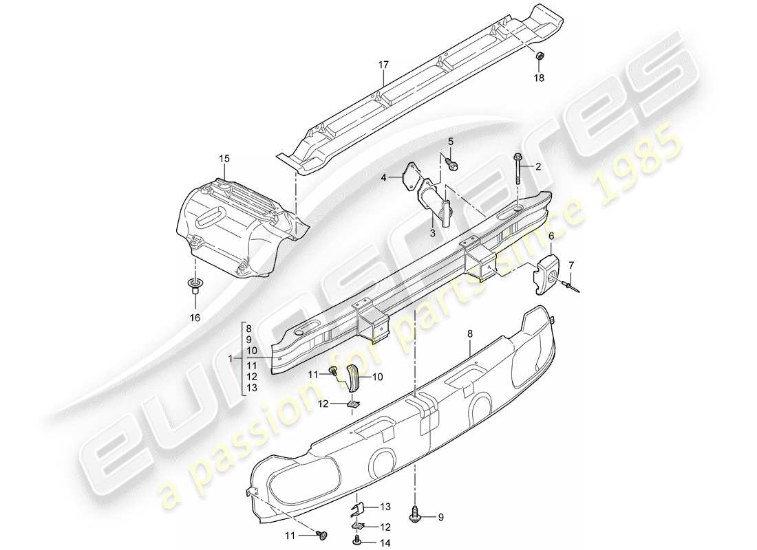 porsche 2009 997-2 turbo / gt2 paraurti diagramma delle parti