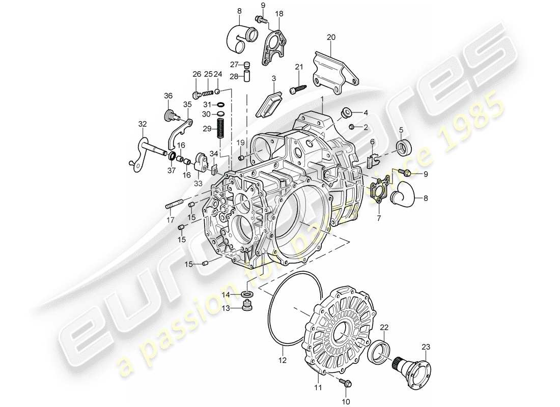 porsche 2009 997-2 turbo / gt2 schema delle parti della scatola della trasmissione