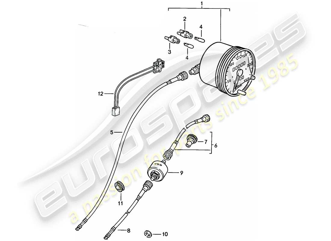 porsche 1986 (924s) tachimetro diagramma delle parti